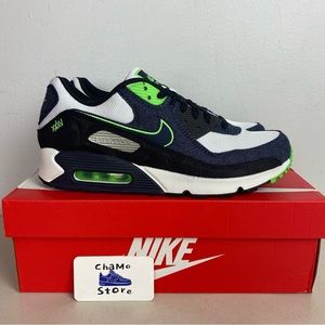 Nike Men’s Air Max Sneakers Navy White Neon Green